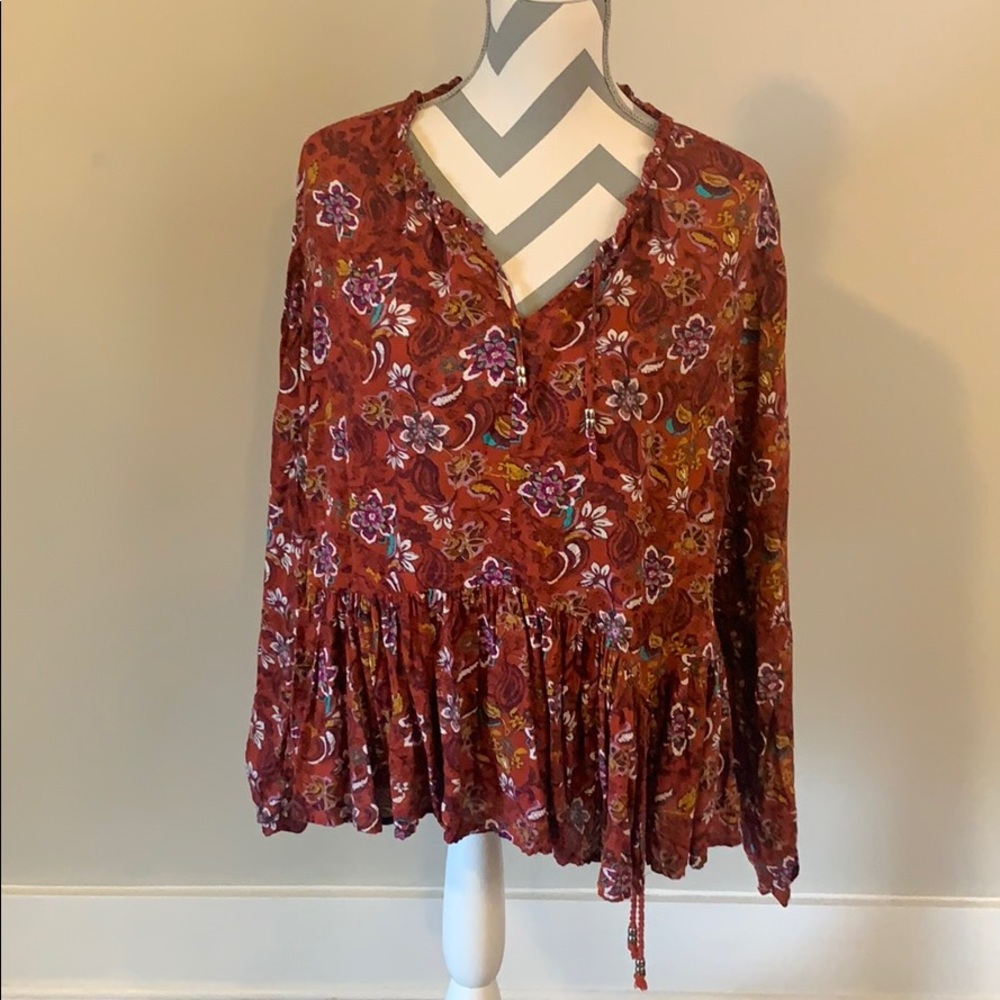 Rust red paisley top